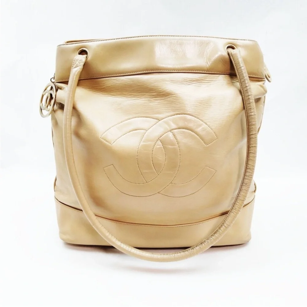 Chanel Beige Leather Shoulder Bag